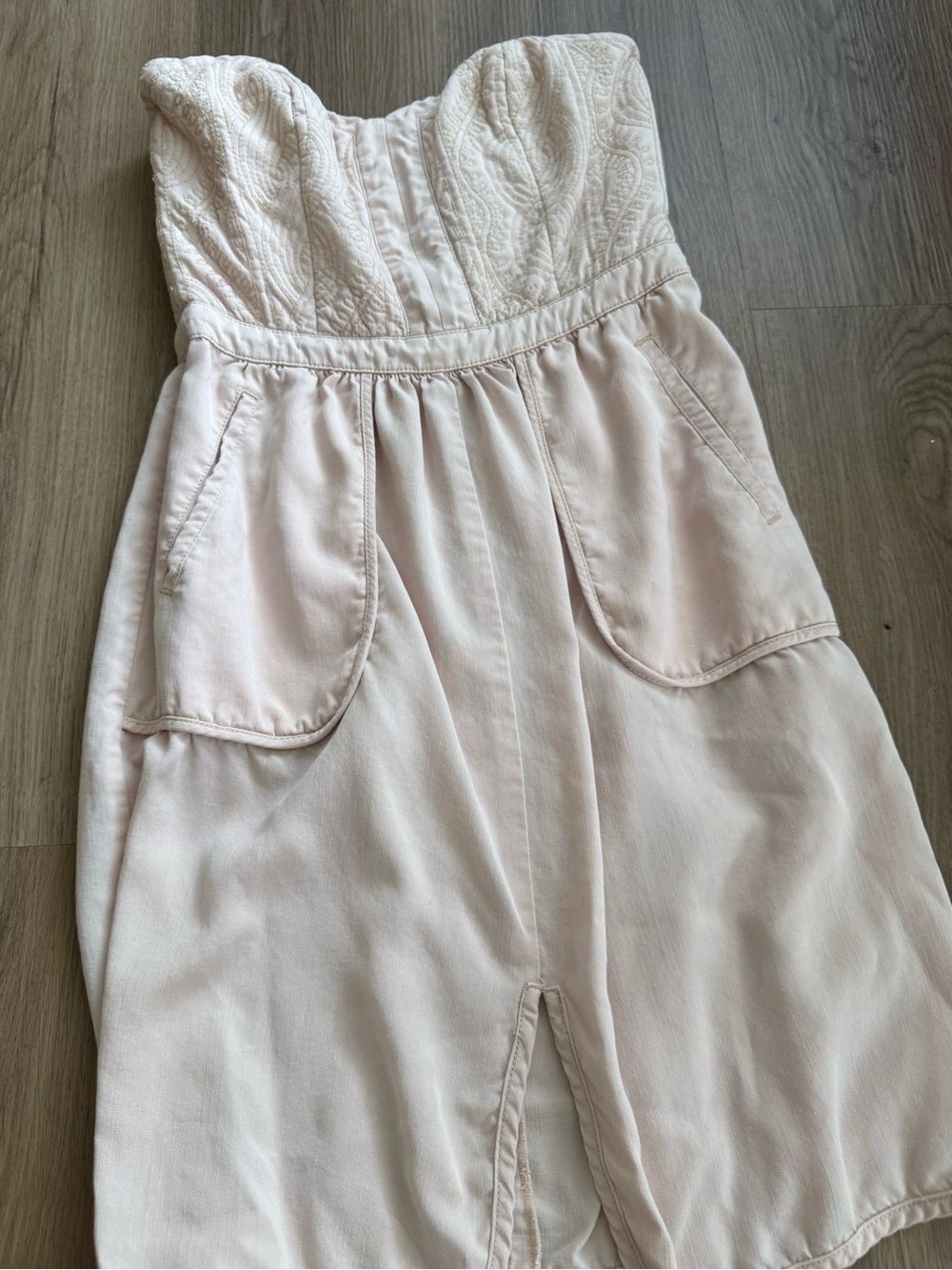 Rebecca Taylor Strapless Embroidered Mini Dress Sz 0 Blush Quilted